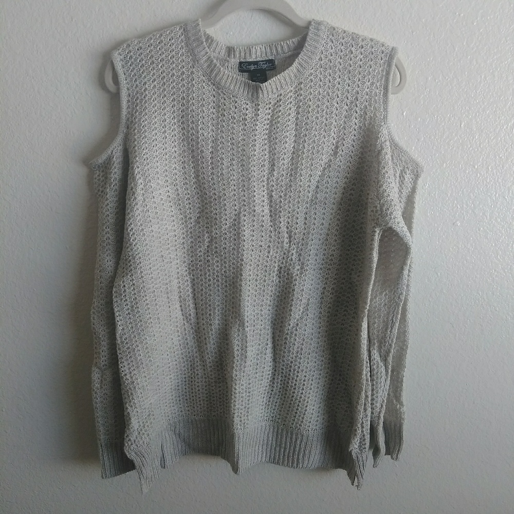 Crochet Cold Shoulder Sweater Size XL